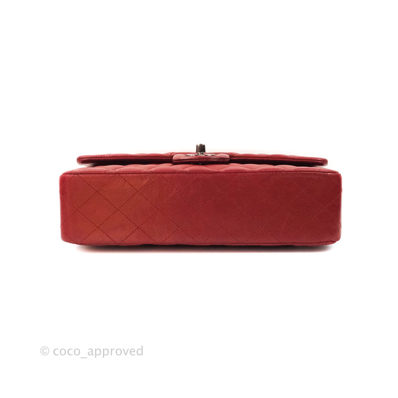 Chanel Classic M/L Medium Double Flap Dark Red Lambskin Gunmetal Hardware