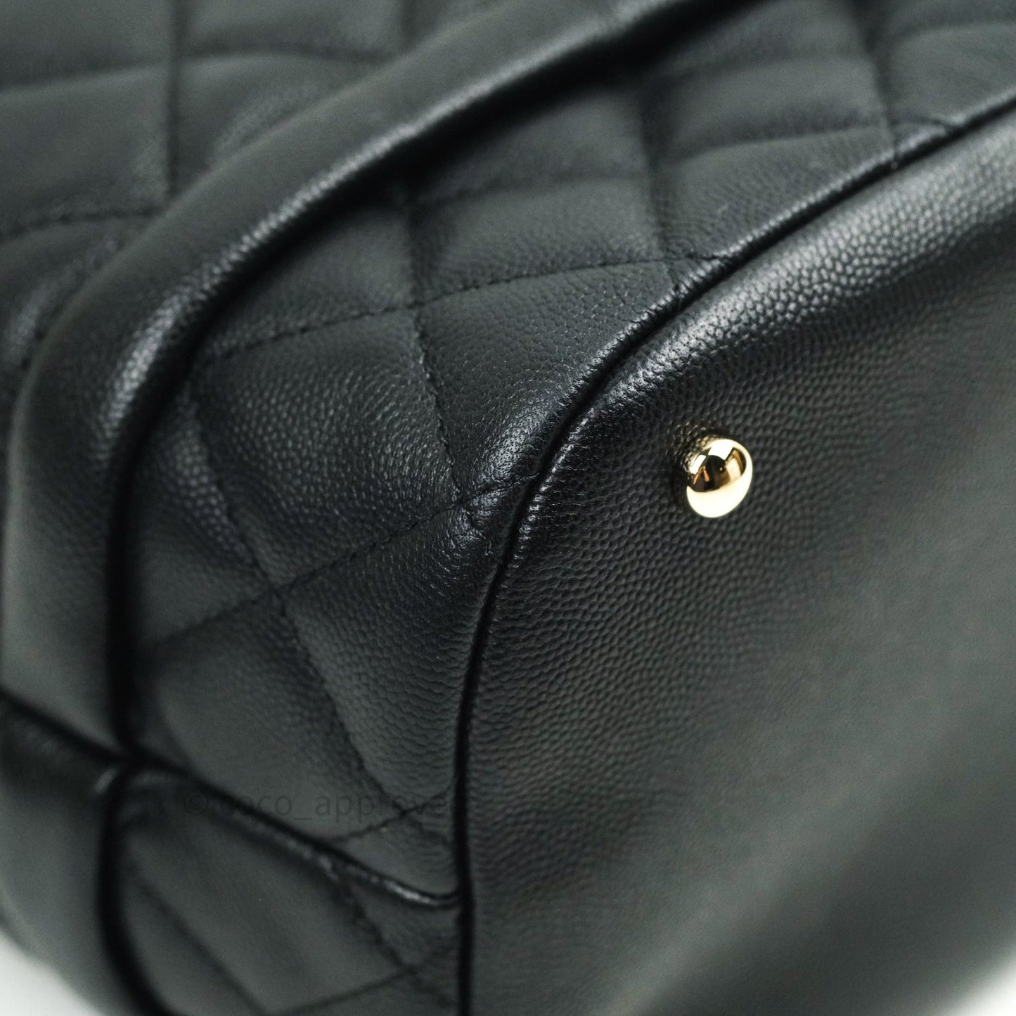 Chanel Caviar Quilted Rolled Up Bucket Drawstring Bag Black Gold Hardware