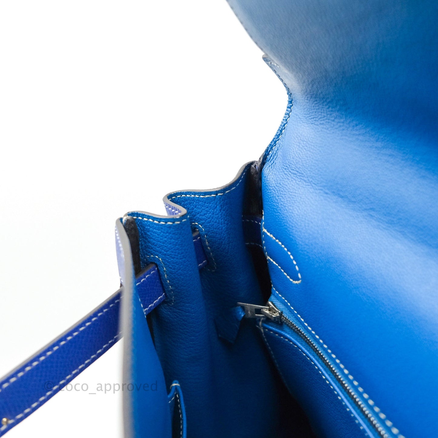Hermès Kelly 32 Bleu Electrique Epsom Palladium Hardware