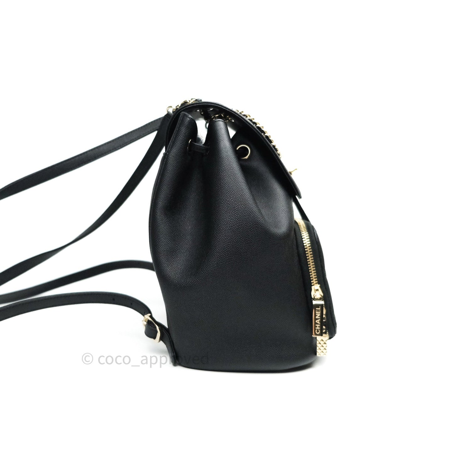 Chanel Quilted Business Affinity Backpack Black Caviar Light Gold Hardware
