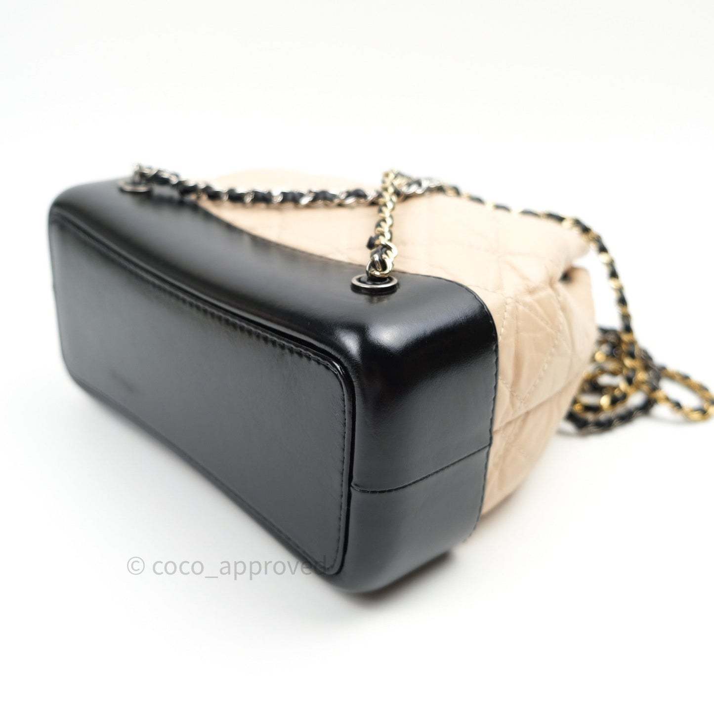 Chanel Gabrielle Backpack Black Aged Calfskin Small Beige Black