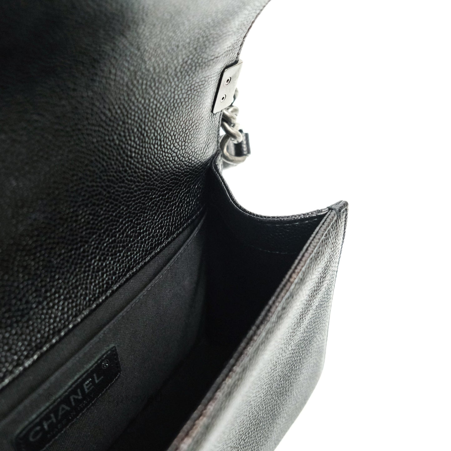 Chanel Boy Quilted Medium Black Caviar Ruthenium Hardware
