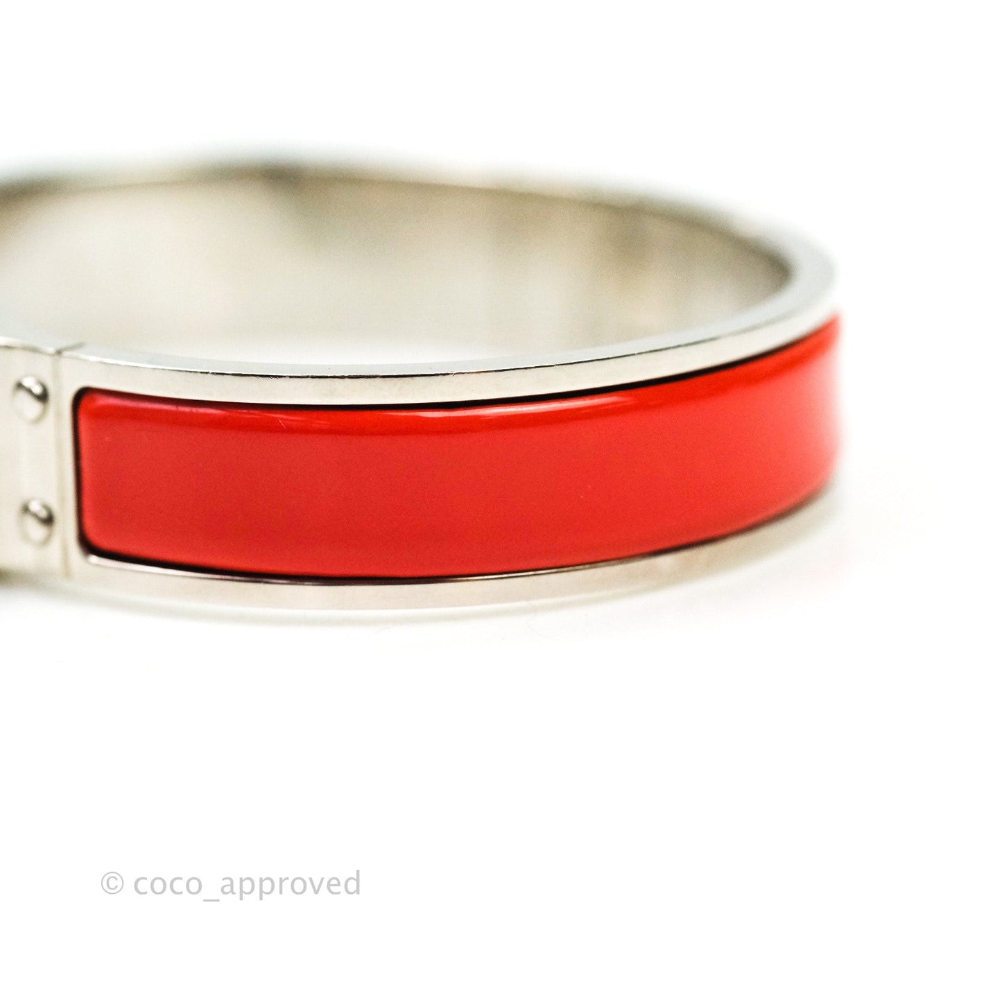 Hermès Enamel Charniere Uni Narrow Hinged Bracelet Brick Red