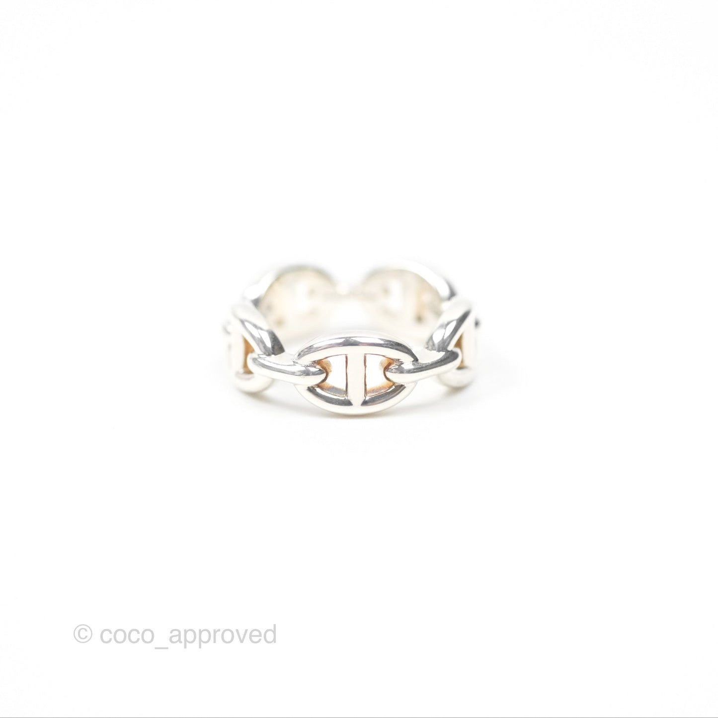 Hermès Sterling Silver PM Chaine d'Ancre Enchainee Band Ring SIze 53