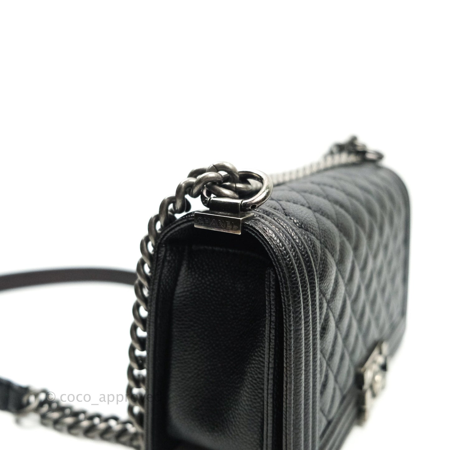 Chanel Boy Quilted Medium Black Caviar Ruthenium Hardware