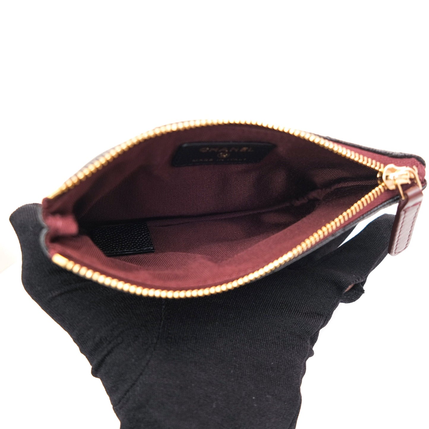 Chanel Quilted Mini O Case Black Caviar Gold Hardware