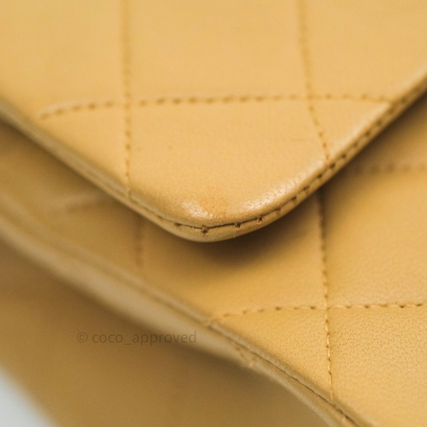 Chanel Vintage M/L Medium Double Flap Bag Beige Lambskin 24K Gold Hardware