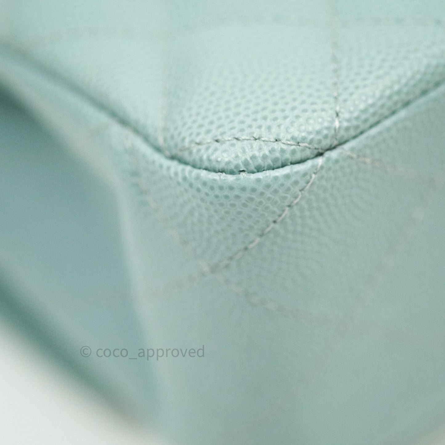 Chanel Classic M/L Medium Double Flap Bag Light Blue Caviar Silver Hardware 18C