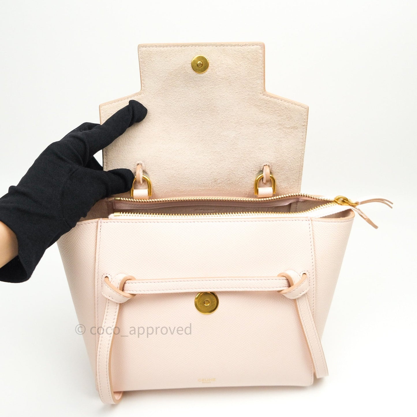 Celine Grained Calfskin Nano Belt Bag Pale Pink Gold Hardware