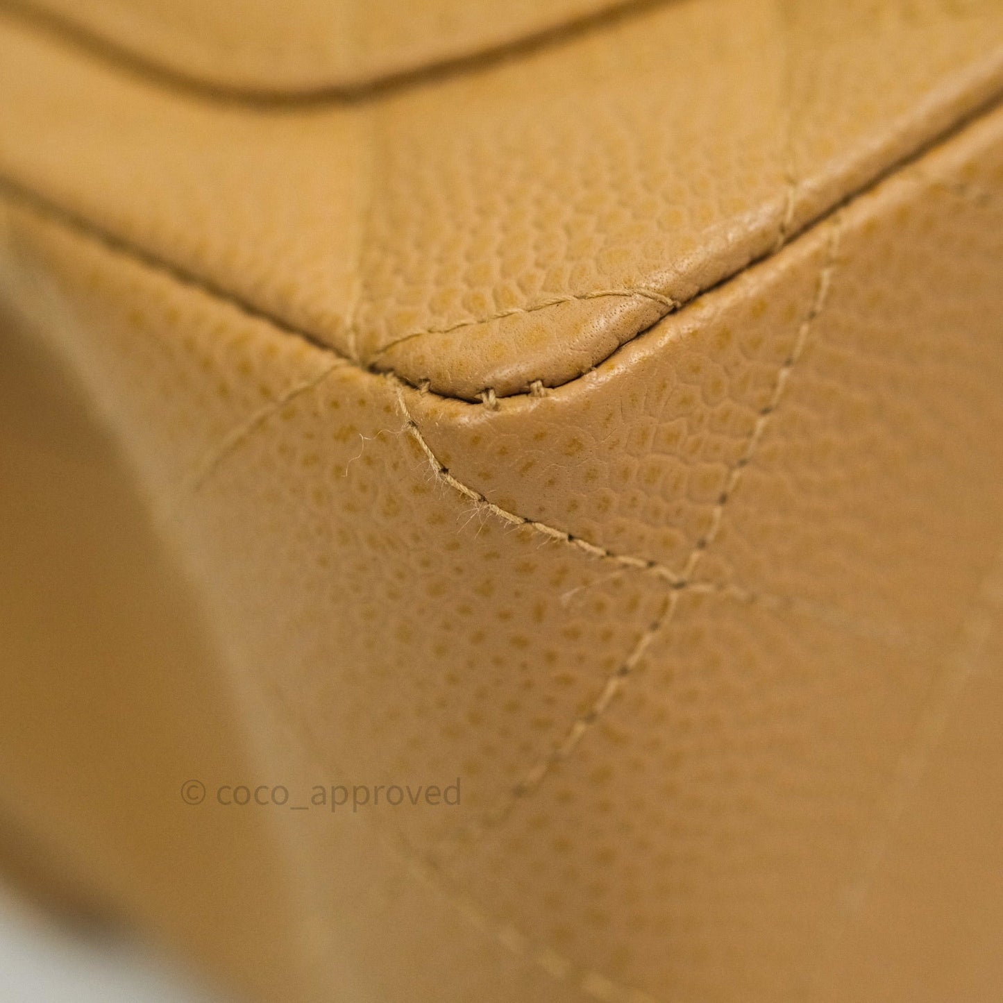 Chanel Quilted Vintage Mini Square Flap Beige Caviar 24K Gold Hardware