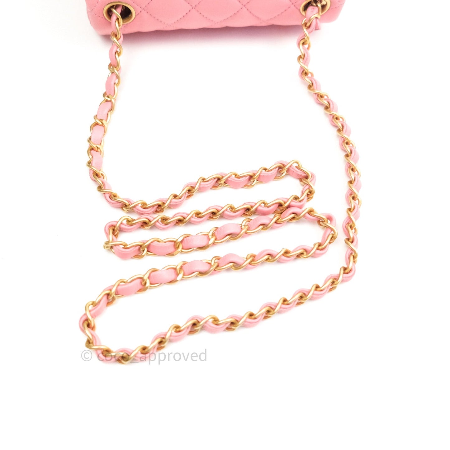 Chanel Mini Square Pink Quilted Lambskin Gold Hardware