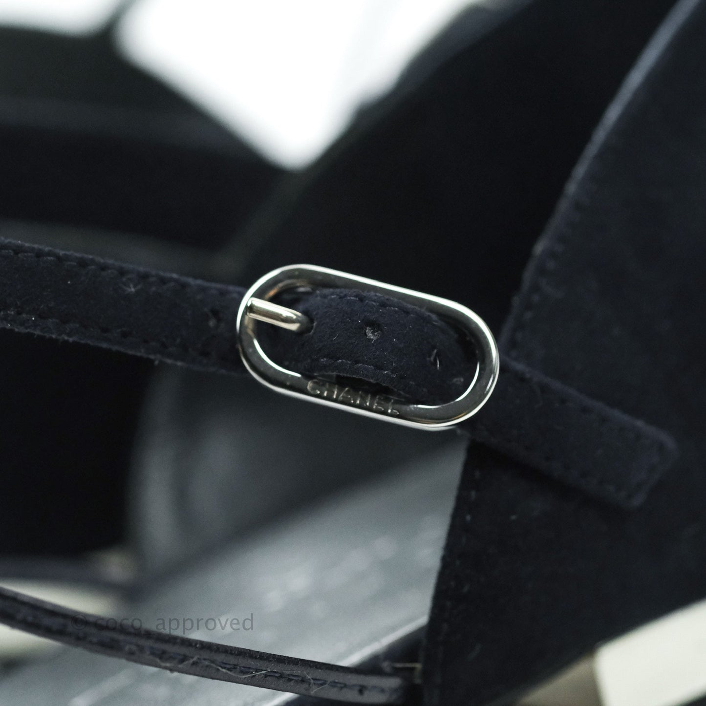 Chanel Sandals Dark Navy Silver 38C
