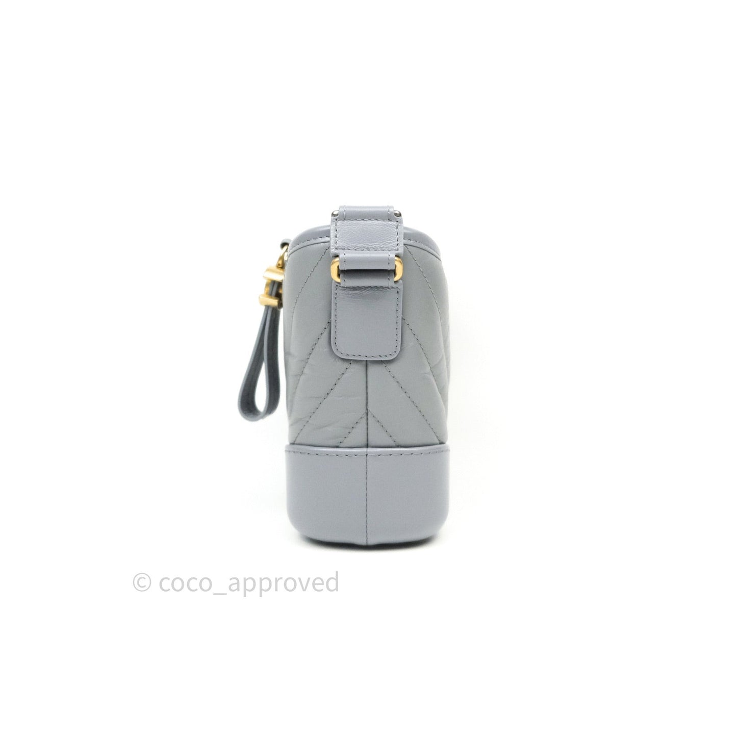 Chanel Calfskin Chevron Small Gabrielle Hobo Grey Mixed Hardware