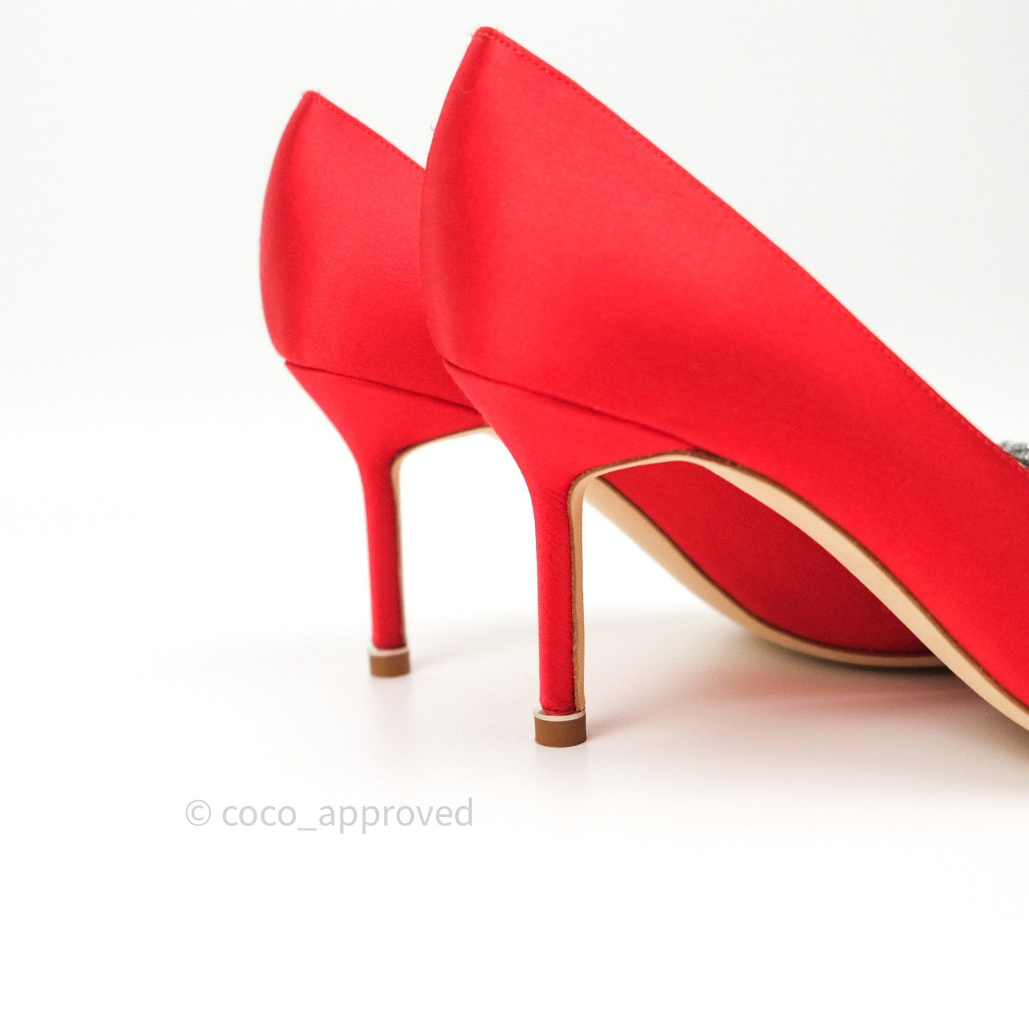 Manolo Blahnik Satin Hangisi Bred Satin Red 70 Pumps 38
