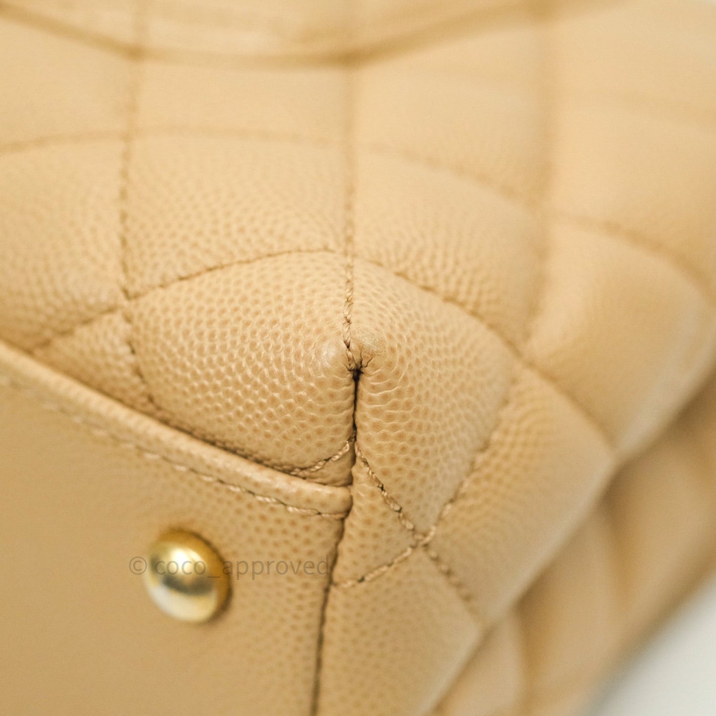 Chanel Mini Coco Handle Quilted Beige Caviar Gold Hardware Lizard Embossed Handle