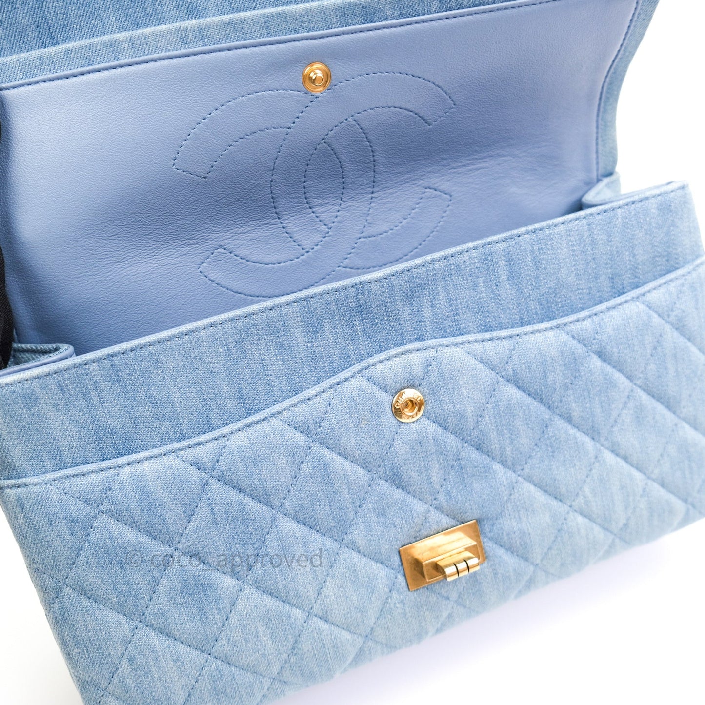 Chanel Reissue Quilted Denim Blue Gold Hardware 226