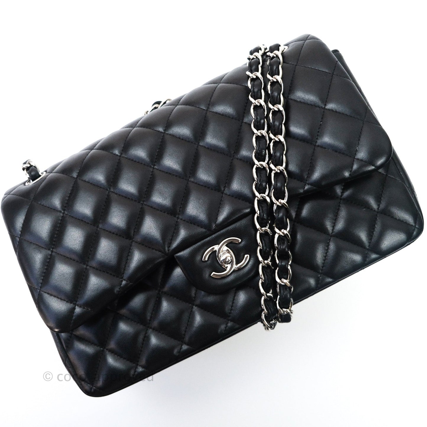 Chanel Jumbo Double Flap Black Lambskin Silver Hardware⁣⁣
