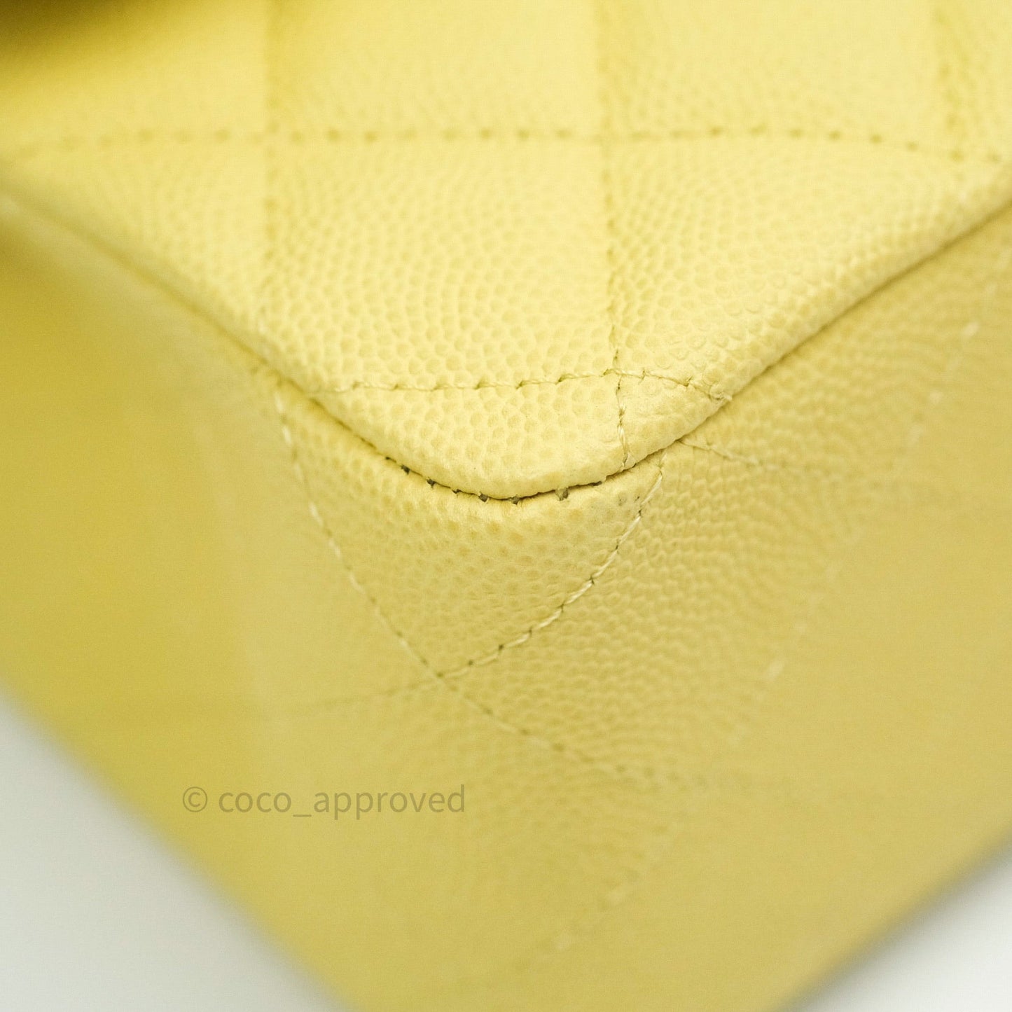 Chanel Classic M/L Medium Double Flap Bag Light Yellow Caviar Silver Hardware
