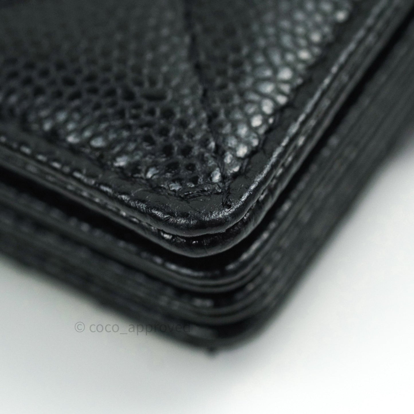 Chanel Mini Wallet With Chain Black Caviar Silver Hardware