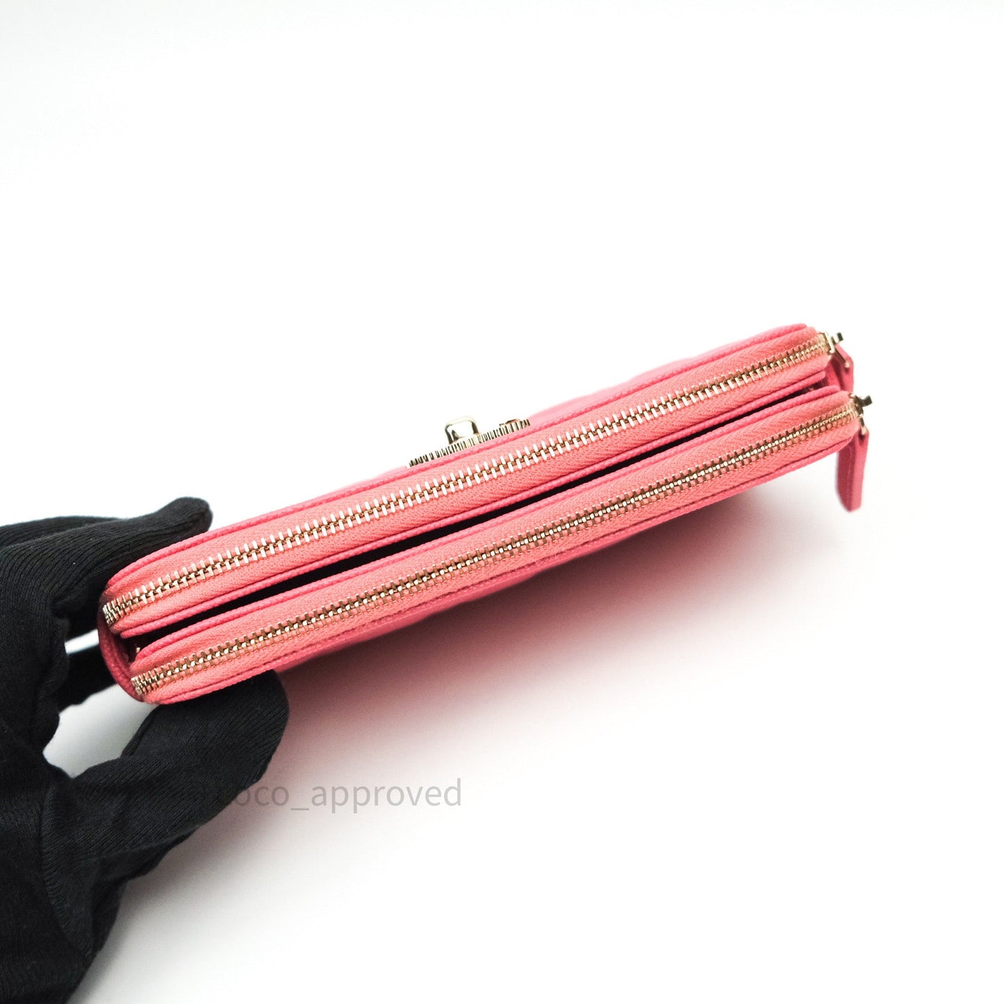 Chanel Quilted Clutch With Chain Pink Caviar Gold Hardware
