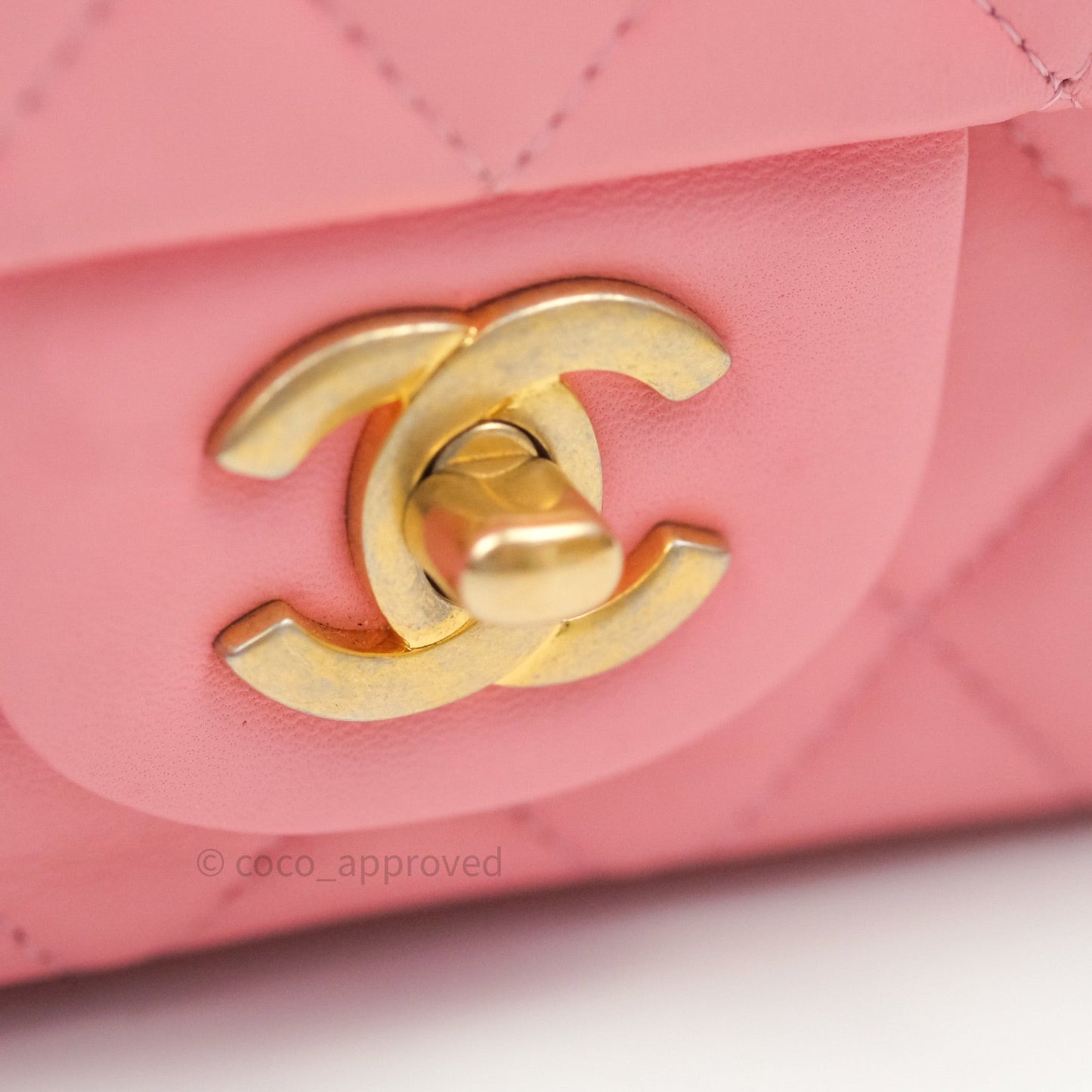 Chanel Quilted Mini Rectangular Pink Lambskin Gold Hardware