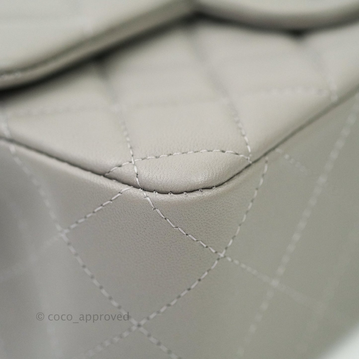 Chanel Quilted Mini Rectangular Flap Grey Lambskin Silver Hardware 19B