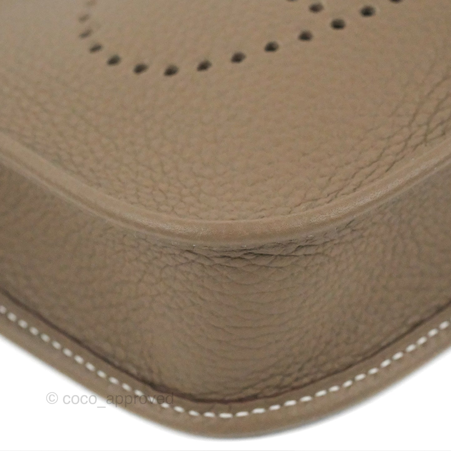 Hermès Mini Evelyne 16 Etoupe Clemence Gold Hardware with Bleu Indigo Strap