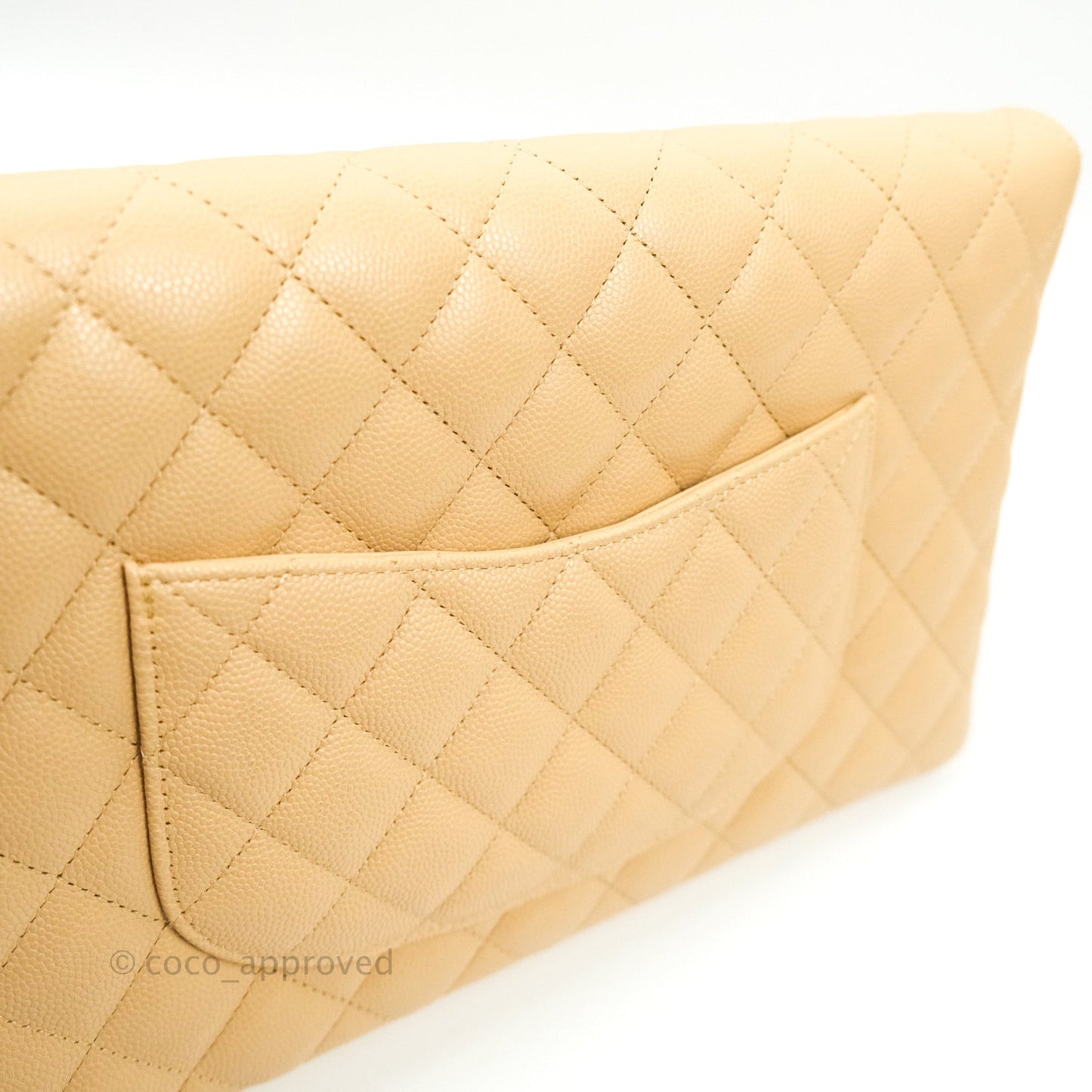 Chanel Timeless Clutch Beige Caviar Gold Hardware