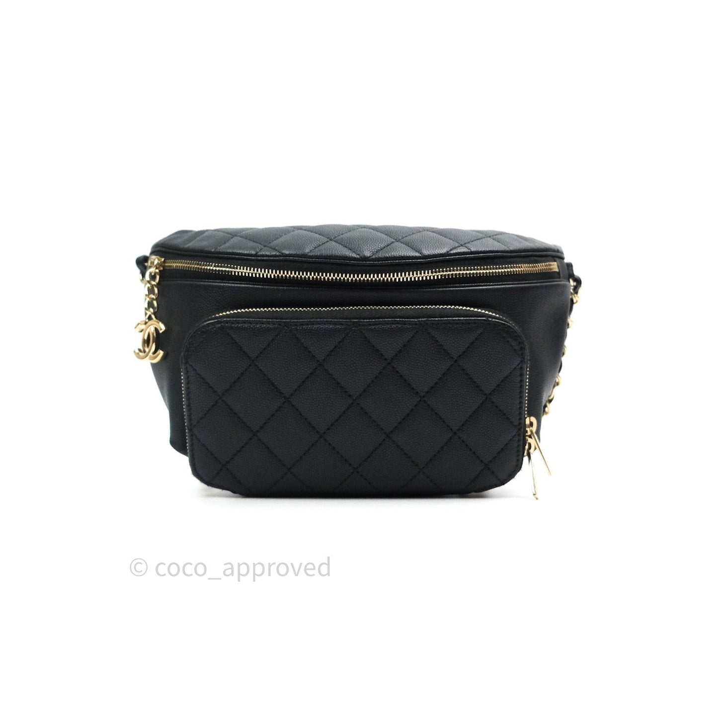 Chanel Quilted Business Affinity Waist Belt Bag Black Caviar Gold Hardware