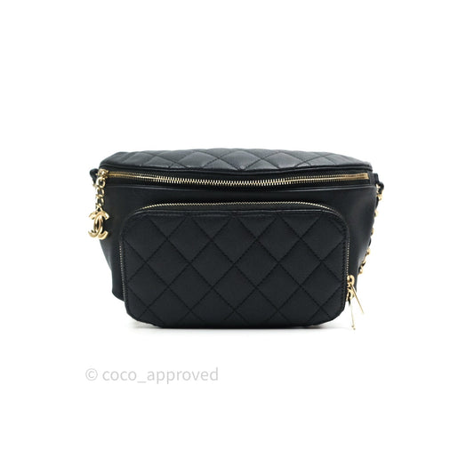 Chanel Quilted Business Affinity Waist Belt Bag Black Caviar Gold Hardware