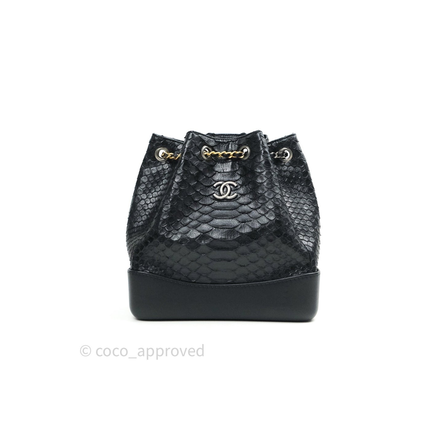 Chanel Gabrielle Backpack Black Python Small Black Mixed Hardware