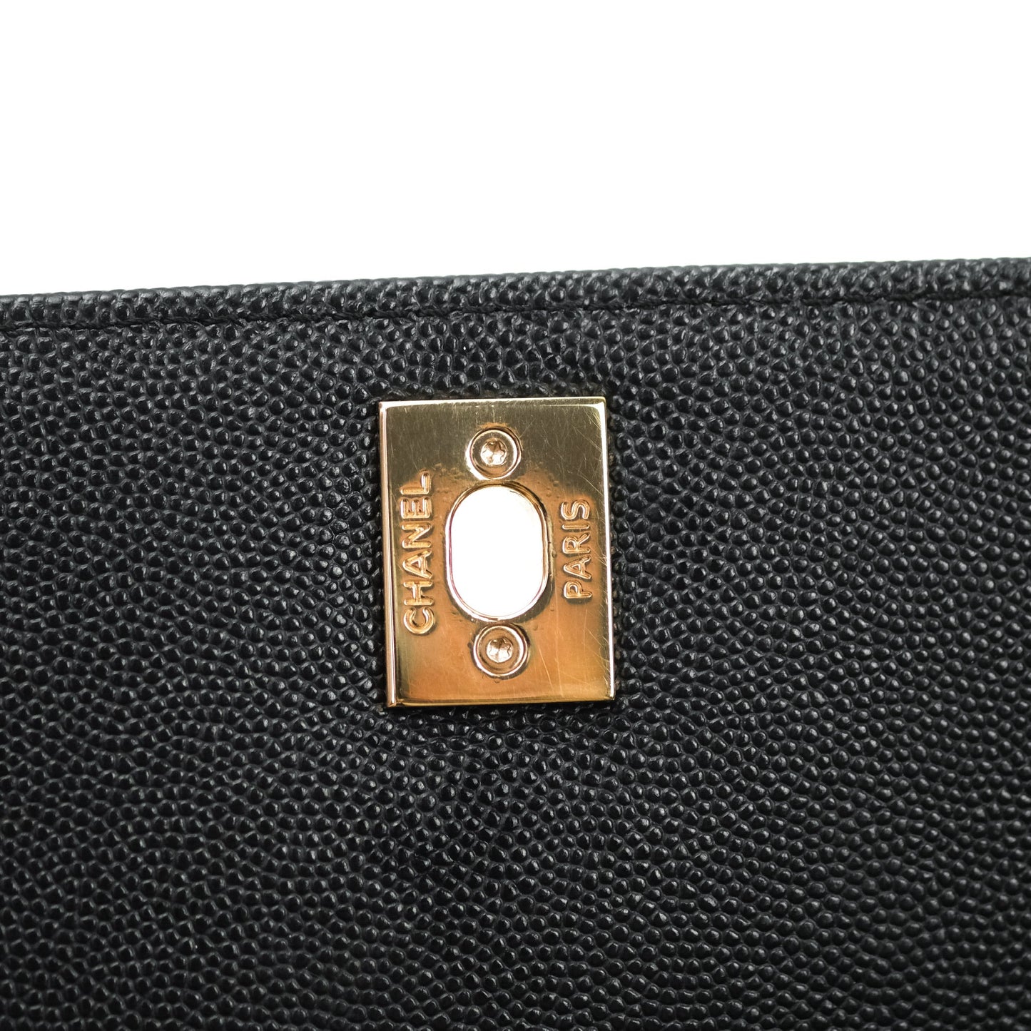 Chanel Mini Coco Handle Chevron Black Caviar Gold Hardware