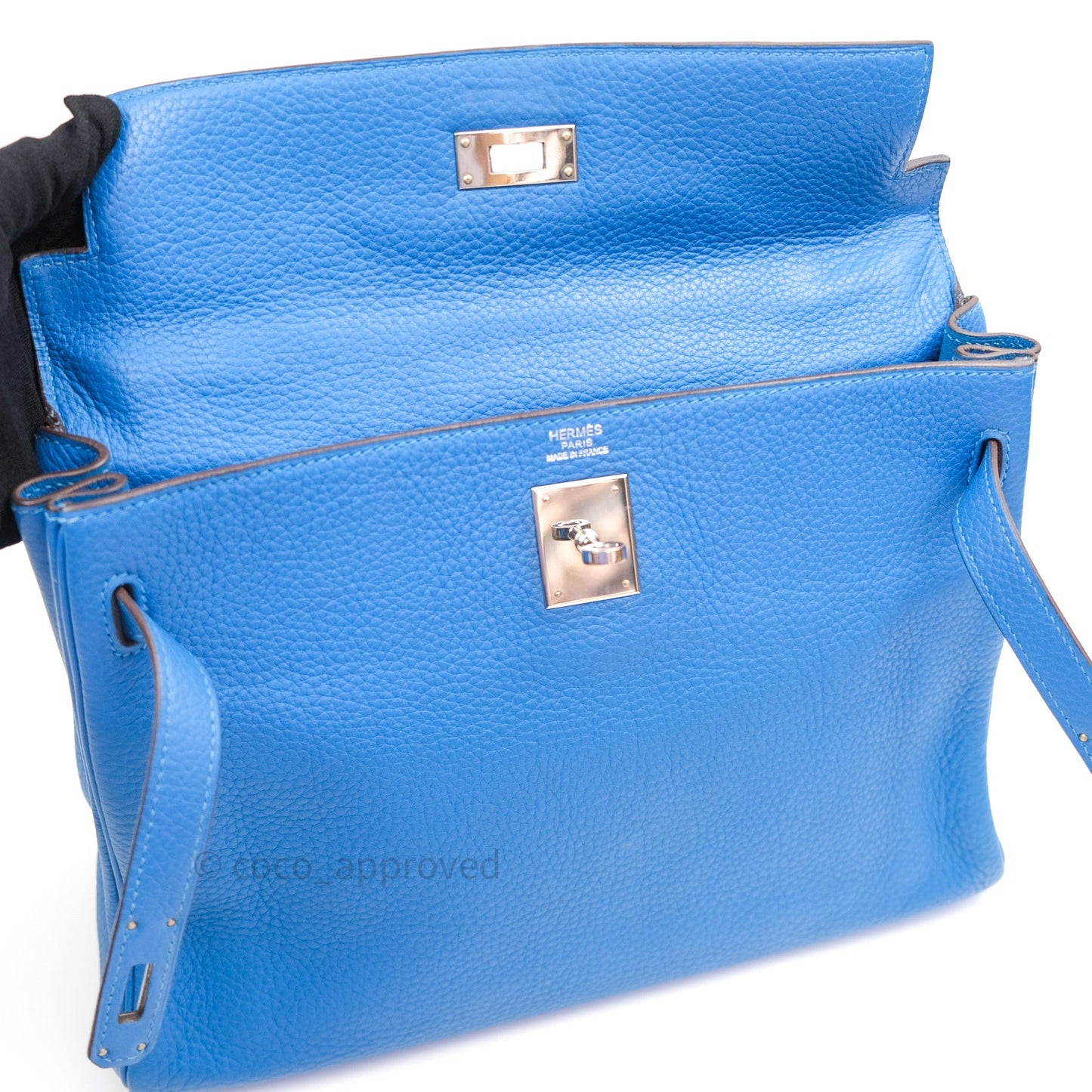 Hermès Kelly Retourne 32 Blue Mykonos Togo Palladium Hardware