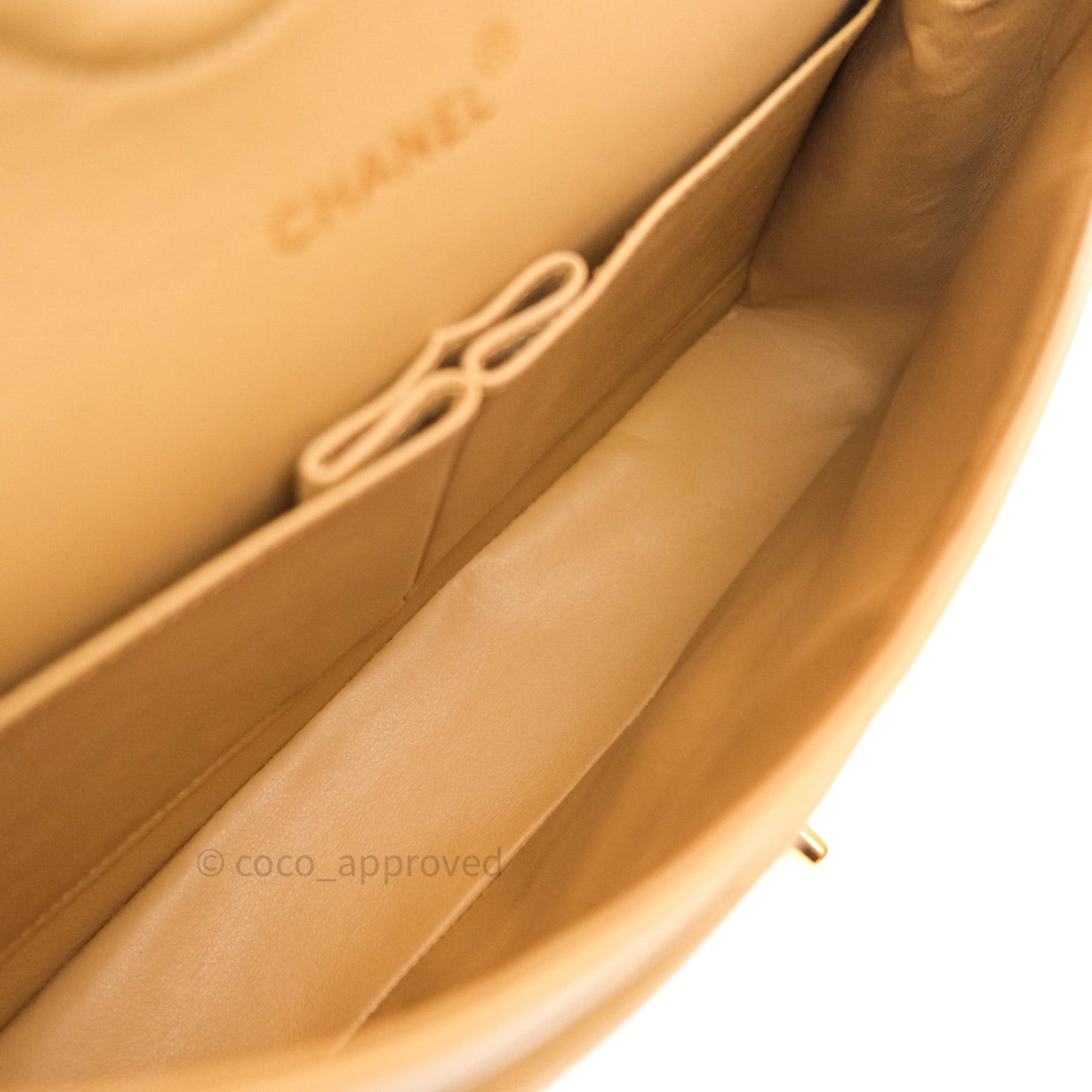 Chanel Vintage M/L Medium Double Flap Bag Beige Lambskin 24K Gold Hardware