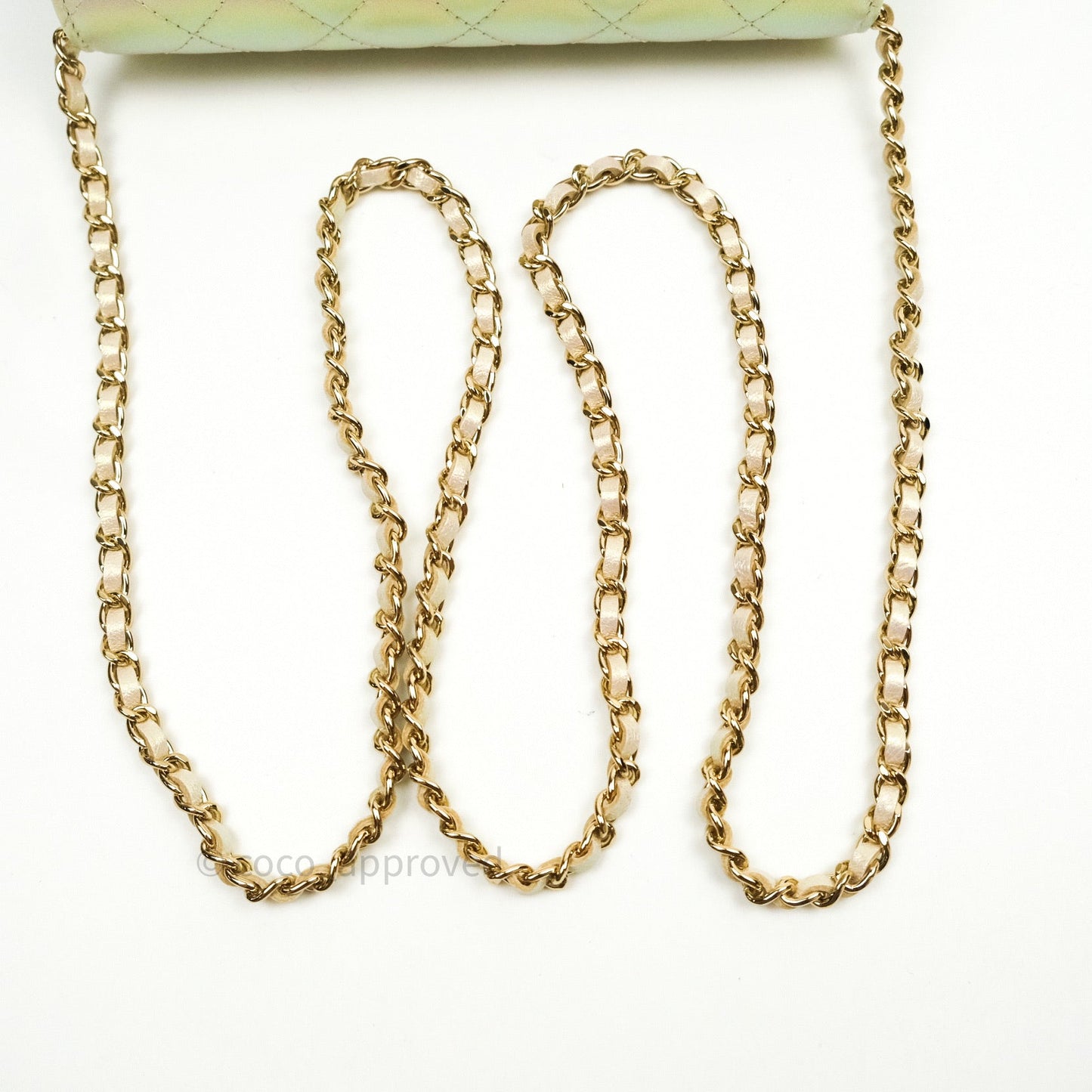 Chanel Quilted Wallet on Chain WOC Iridescent Ivory Gold Hardware 20A