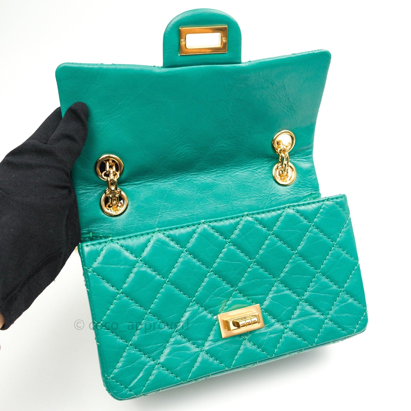Chanel Mini Reissue 224 Green Aged Calfskin Gold Hardware