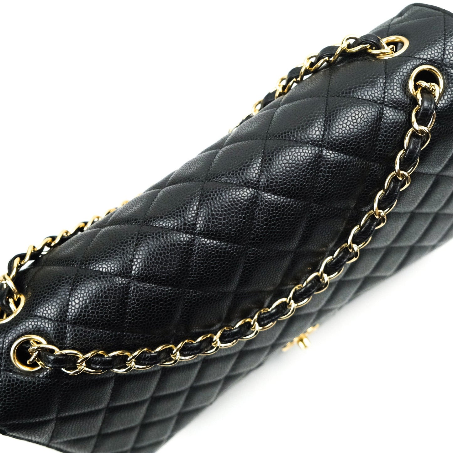 Chanel Classic Maxi Single Flap Quilted Black Caviar Gold Hardware