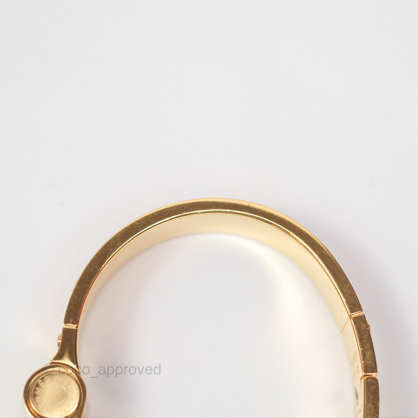 Hermès Clic H Enamel Printed Bracelet Rose Dragee Gold PM