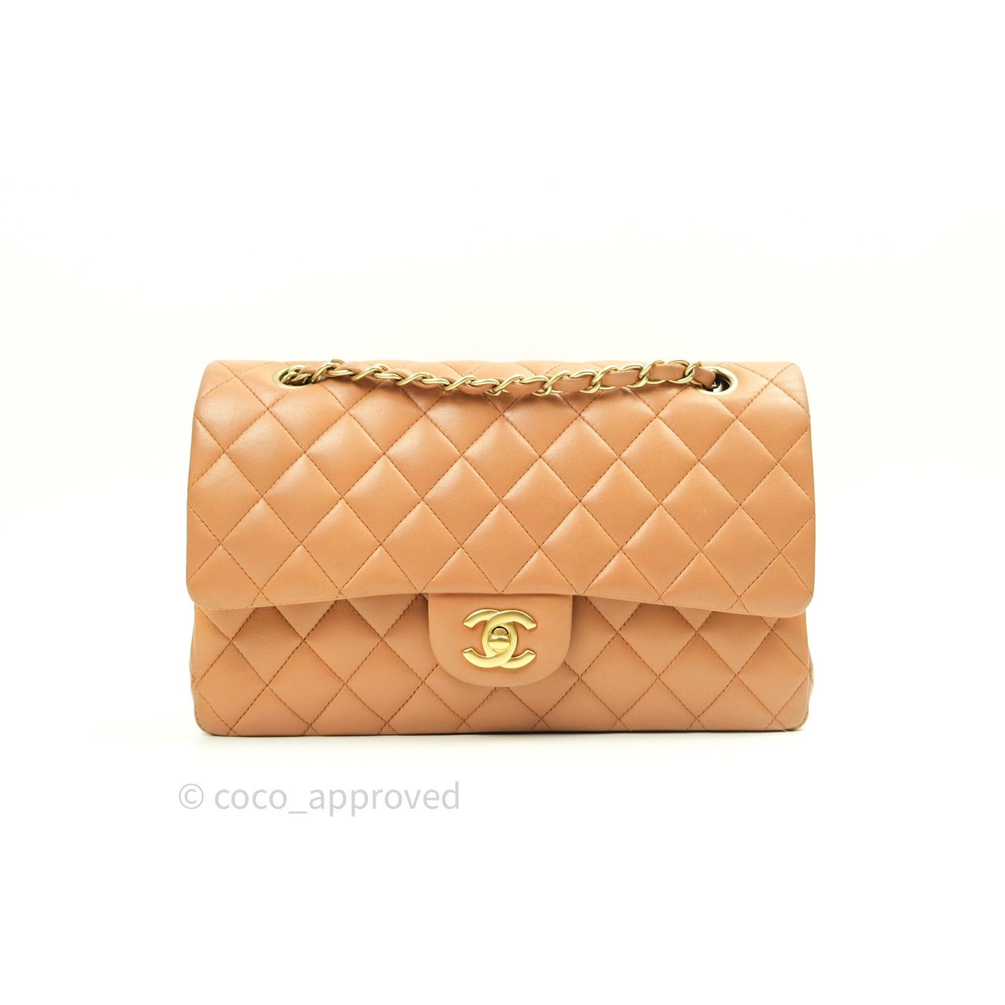 Chanel Classic M/L Beige Lambskin Gold Hardware