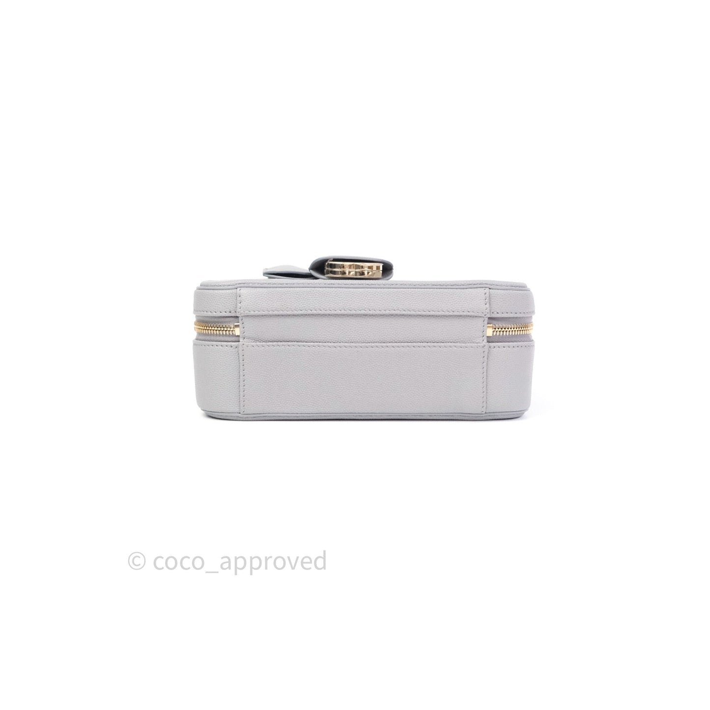 Chanel Quilted Medium CC Filigree Vanity Case Grey Caviar Light Gold Hardware