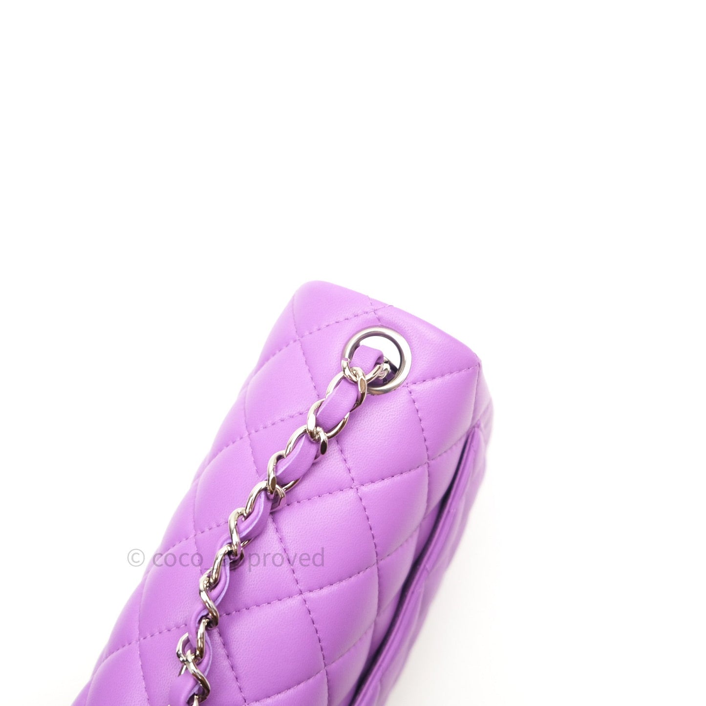 Chanel Mini Square Purple Lambskin Silver Hardware