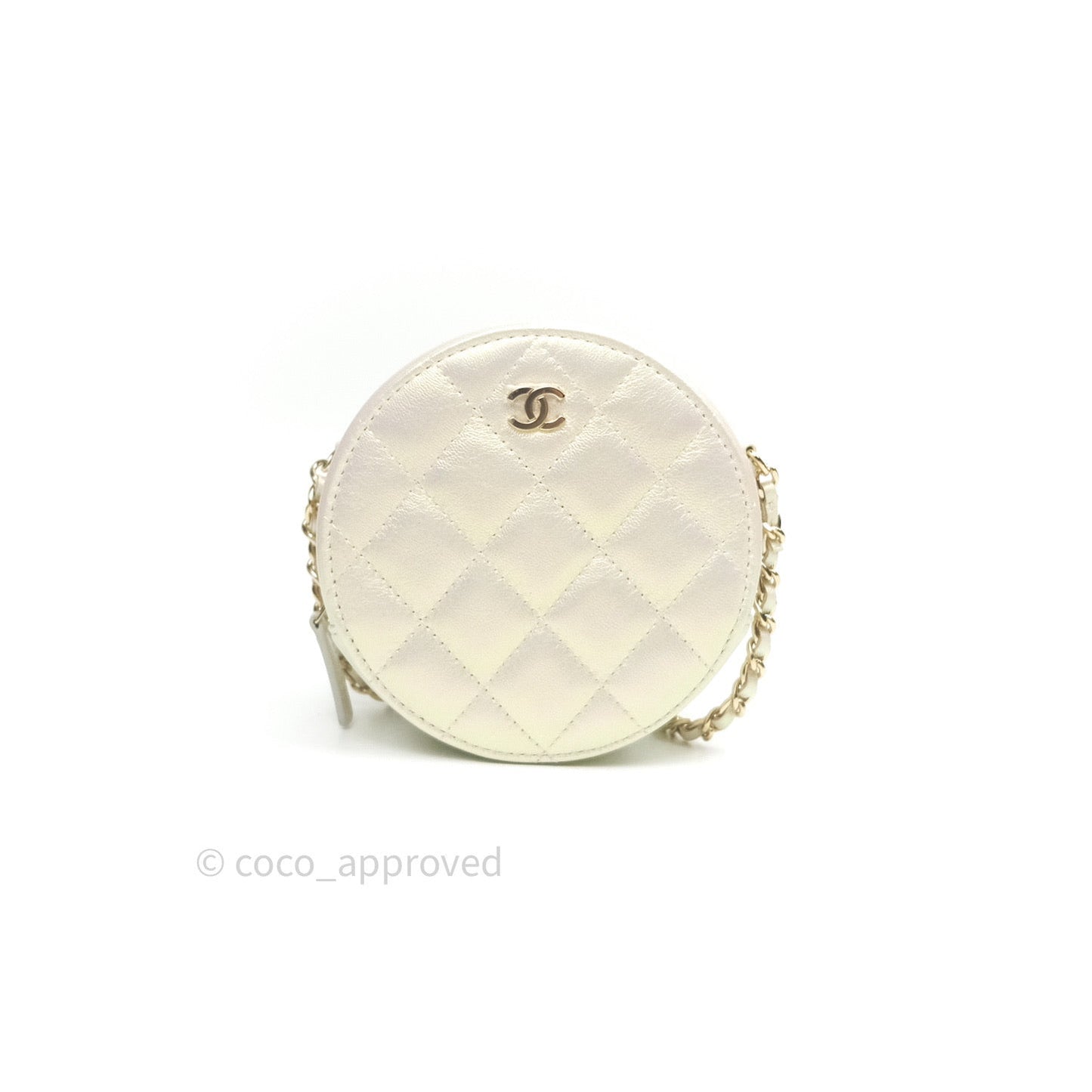 Chanel Round Circle Bag Iridescent Ivory Gold Hardware