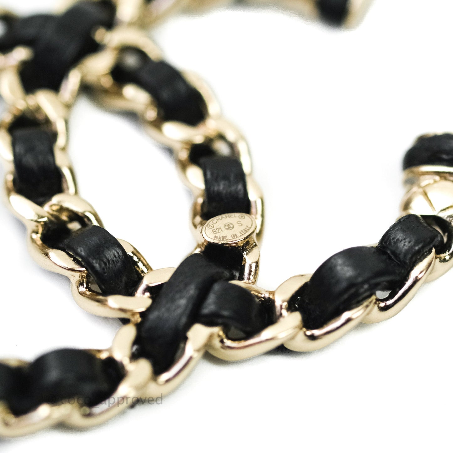 Chanel CC Black Lambskin Brooch in Gold Tone 21S