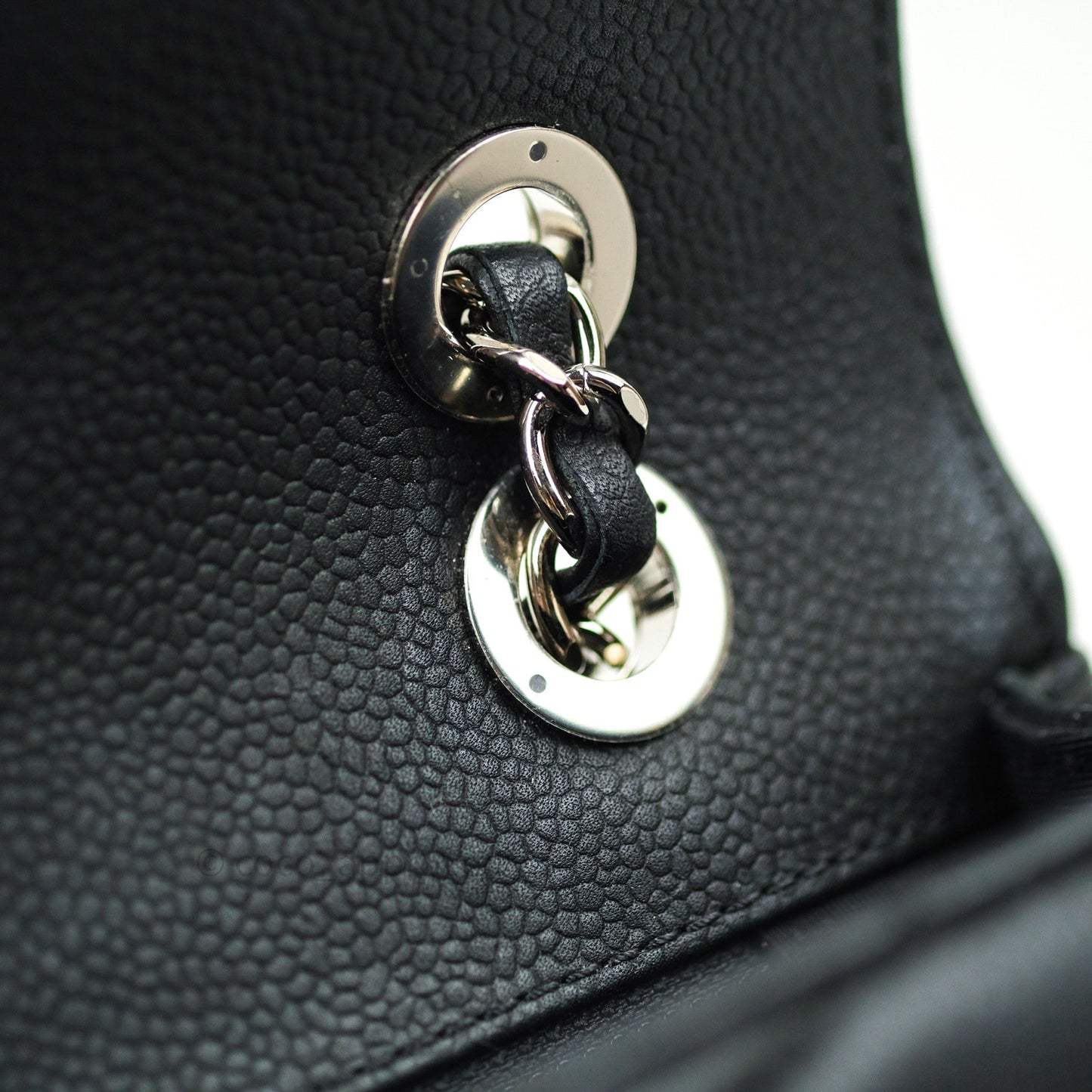 Chanel Medium Chevron Grained Calfskin Black Silver Hardware