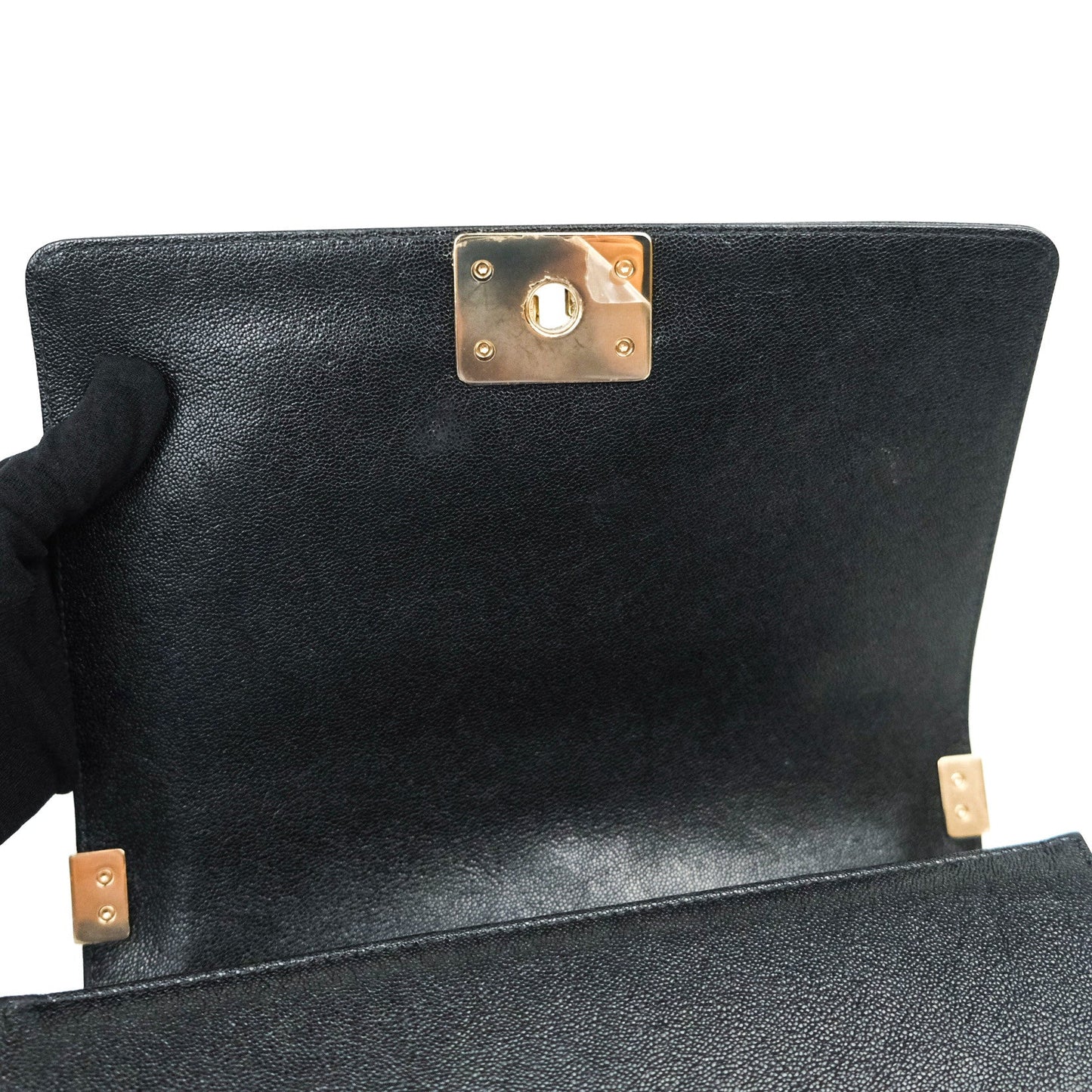 Chanel Boy Chevron Medium Black Caviar Gold Hardware