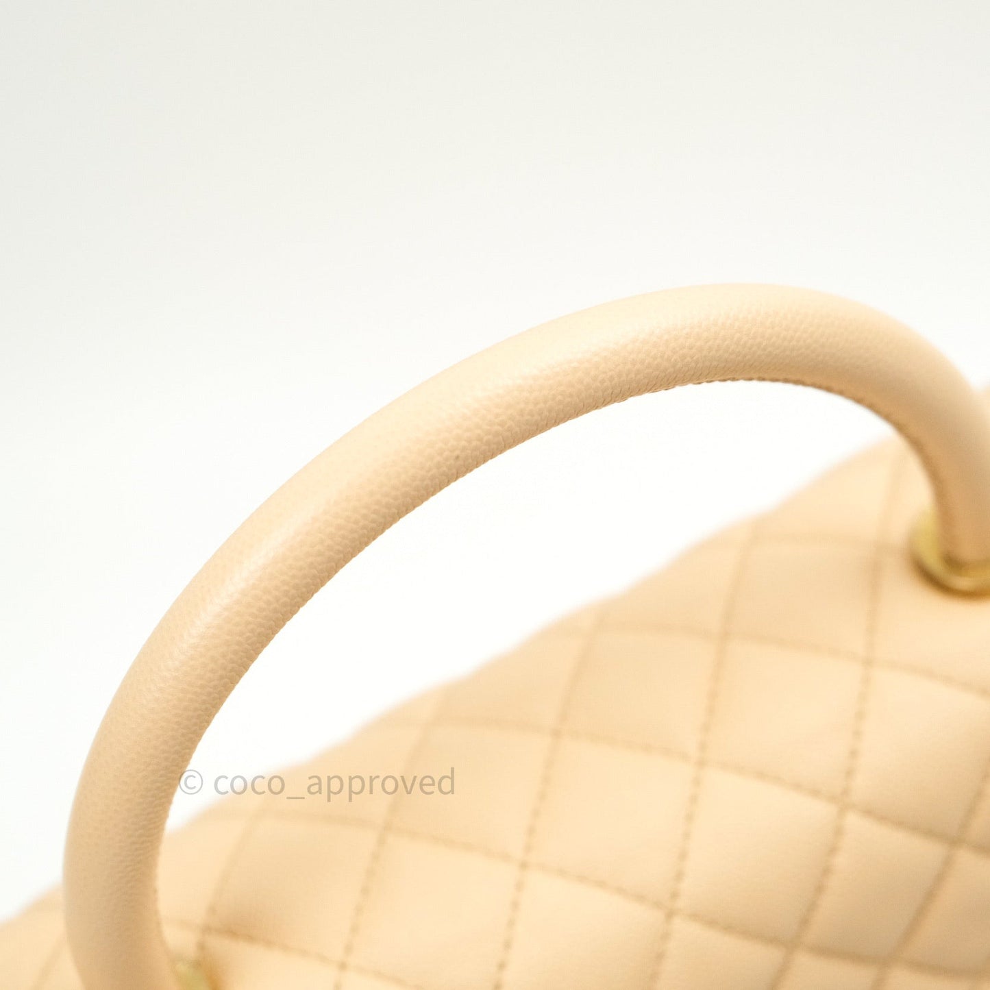 Chanel Small Coco Handle Quilted Beige Caviar Gold Hardware