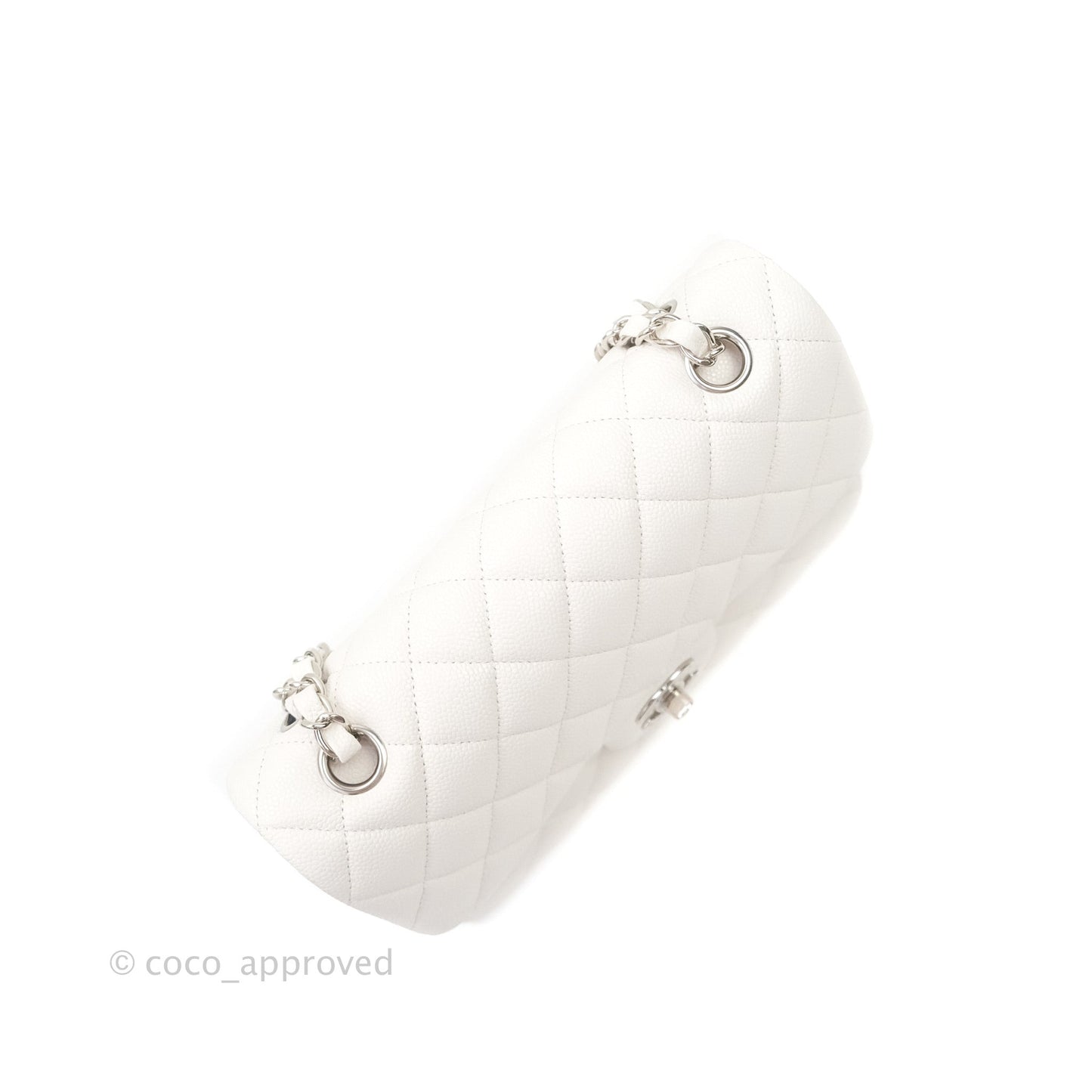Chanel Classic Small S/M Flap White Caviar Silver Hardware