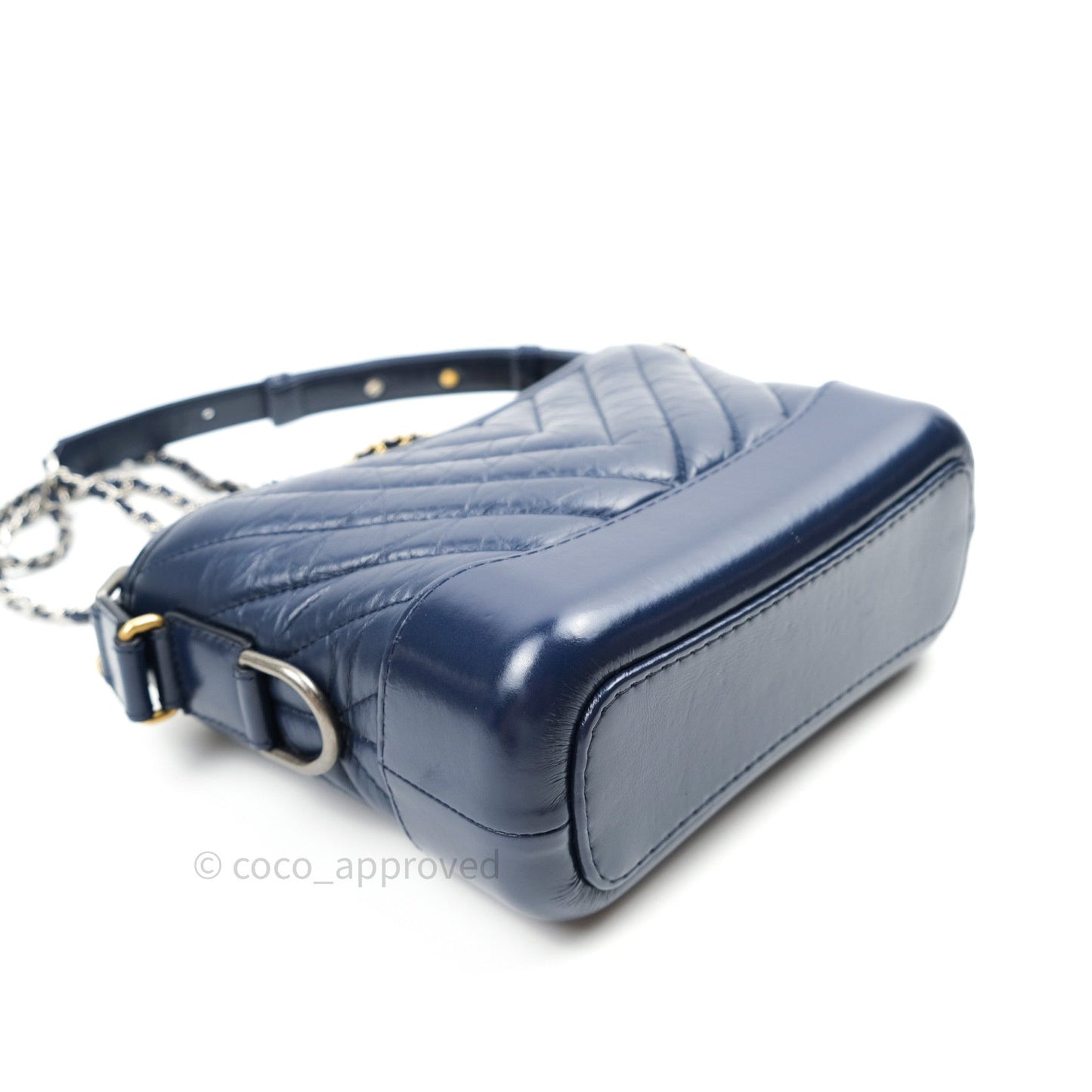 Chanel Chevron Small Gabrielle Hobo Navy Aged Calfskin Mixed Hardware