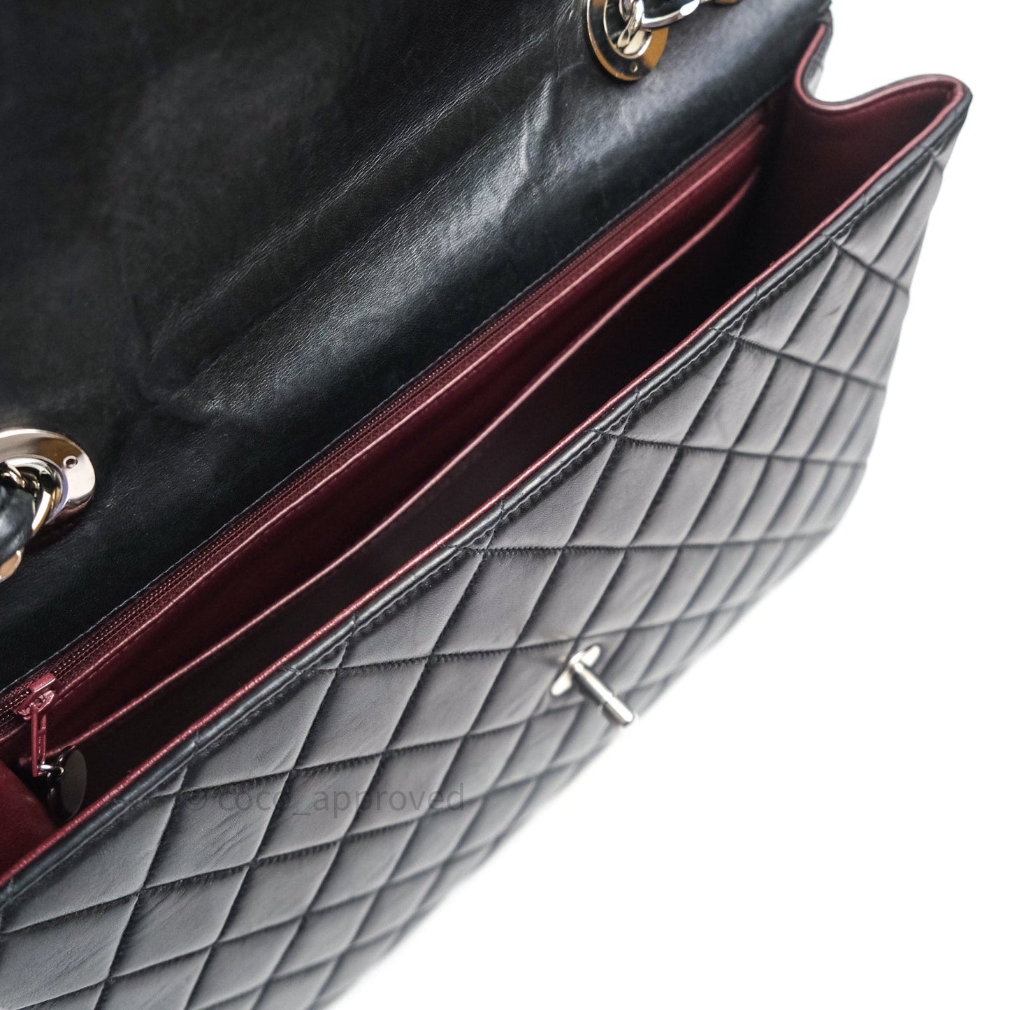Chanel Classic Vintage Jumbo Single Flap Black Lambskin Silver Hardware