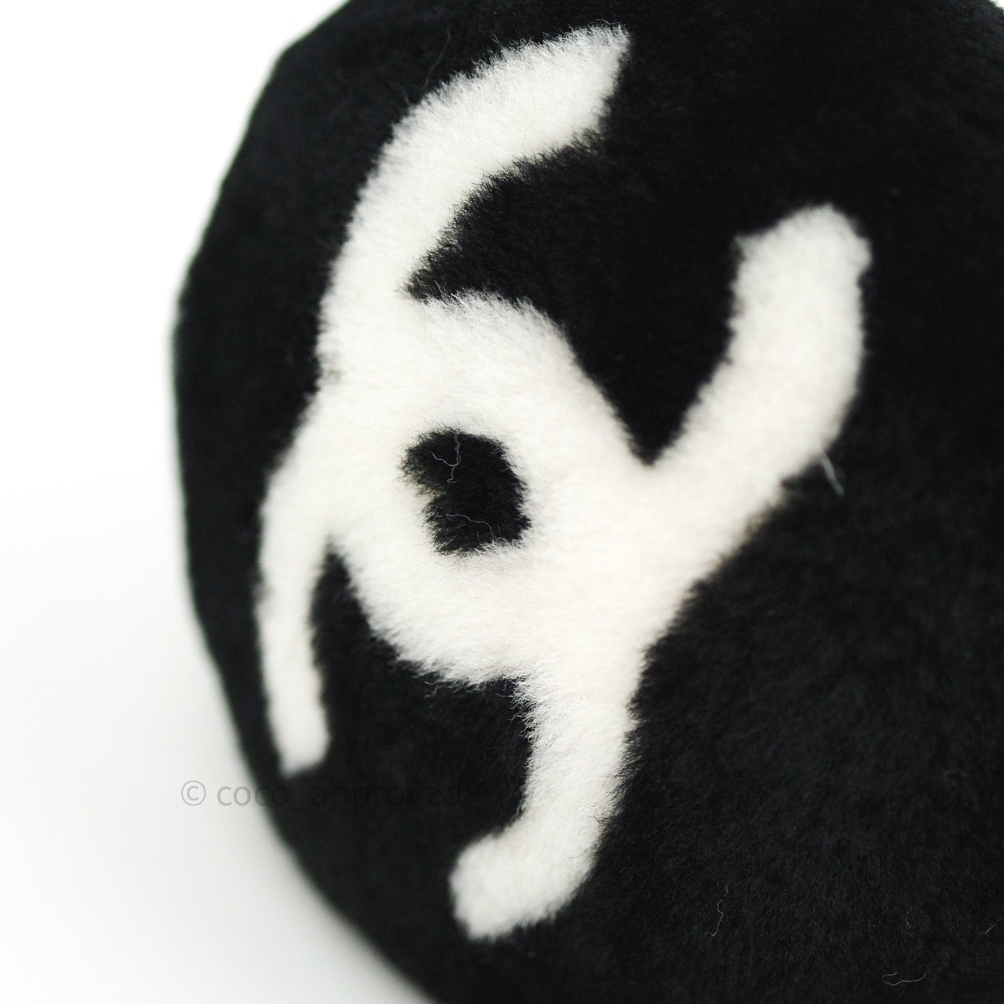 Chanel Shearling Cashmere Black Ivory Logo Earmuffs
